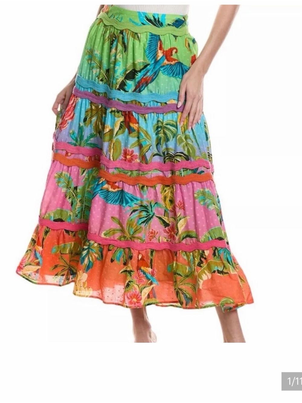 Farm RIO ombré forest midi maxi skirt XS